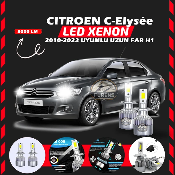 Citroen C-Elysee 2010-2023 Uzun Far Uyumlu Şimşek Etkili Led Xenon Performance Series H1 ürün görseli 1