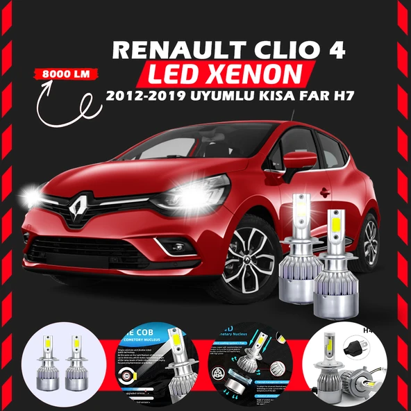 Renault Clio 4 2012-2019 Kısa Far Uyumlu Şimşek Etkili Led Xenon Performance Series H7 ürün görseli 1