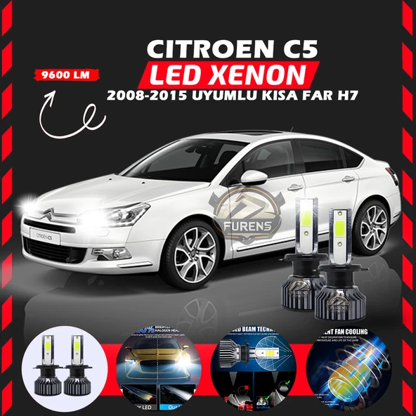 Citroen C5 2008-2015 Kısa Far Uyumlu Şimşek Etkili Led Xenon Pro Series H7 ürün görseli 1