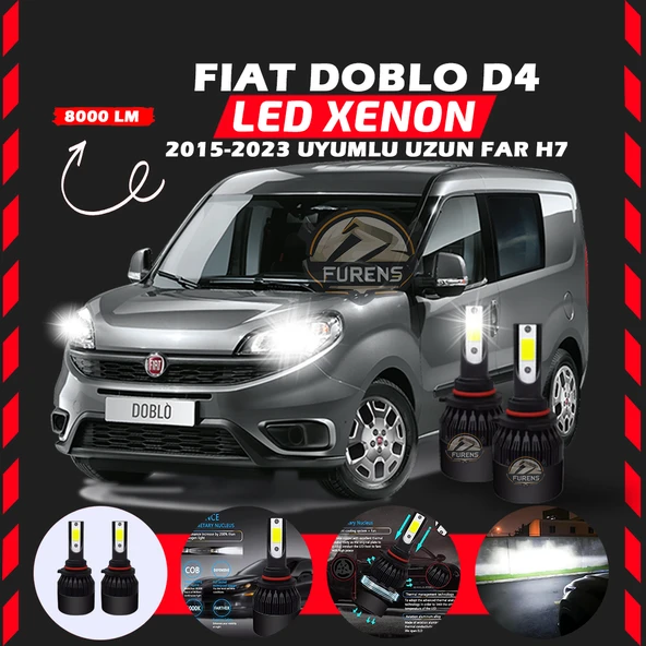 Fiat Doblo D4 2015-2023 Uzun Far Uyumlu Şimşek Etkili Led Xenon Light Series H7 ürün görseli 1