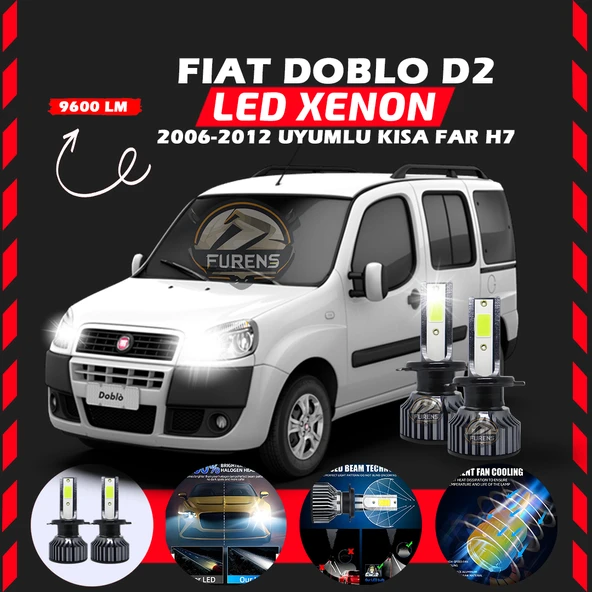 Fiat Doblo D2 2006-2012 Kısa Far Uyumlu Şimşek Etkili Led Xenon Pro Series H7 ürün görseli 1