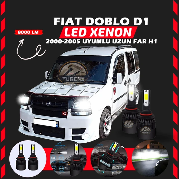 Fiat Doblo D1 2000-2005 Uzun Far Uyumlu Şimşek Etkili Led Xenon Light Series H1 ürün görseli 1