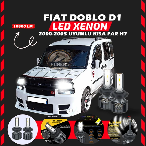 Fiat Doblo D1 2000-2005 Kısa Far Uyumlu Şimşek Etkili Led Xenon Premium Series H7 ürün görseli 1