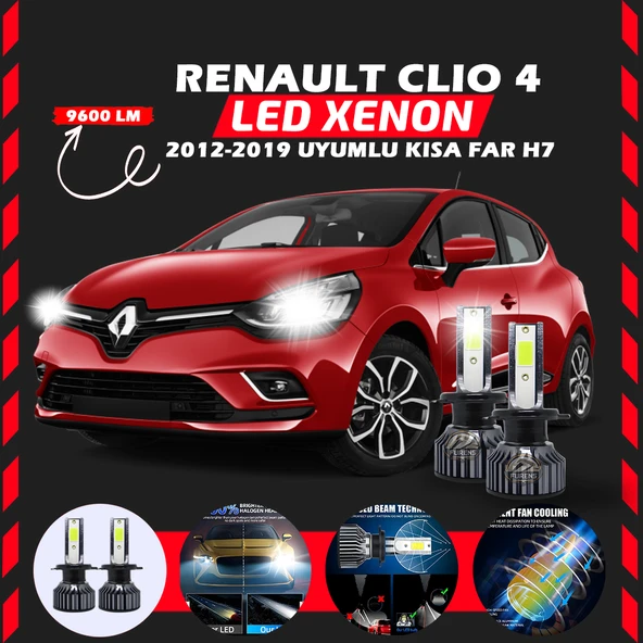 Renault Clio 4 2012-2019 Kısa Far Uyumlu Şimşek Etkili Led Xenon Pro Series H7 ürün görseli 1