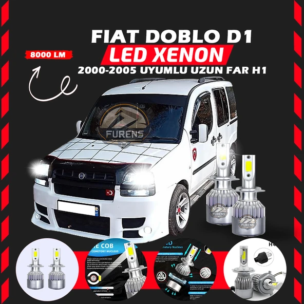 Fiat Doblo D1 2000-2005 Uzun Far Uyumlu Şimşek Etkili Led Xenon Performance Series H1 ürün görseli 1
