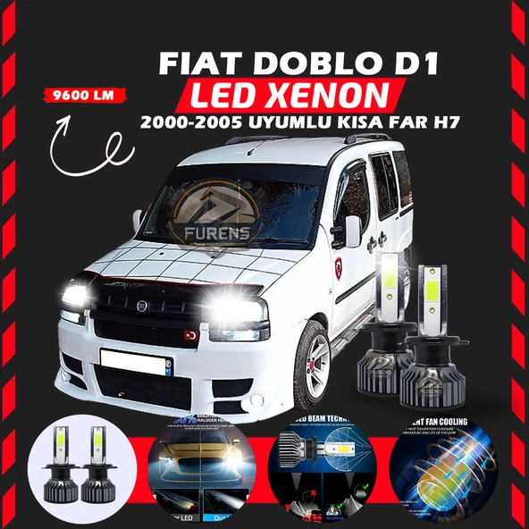 Fiat Doblo D1 2000-2005 Kısa Far Uyumlu Şimşek Etkili Led Xenon Pro Series H7 ürün görseli 1