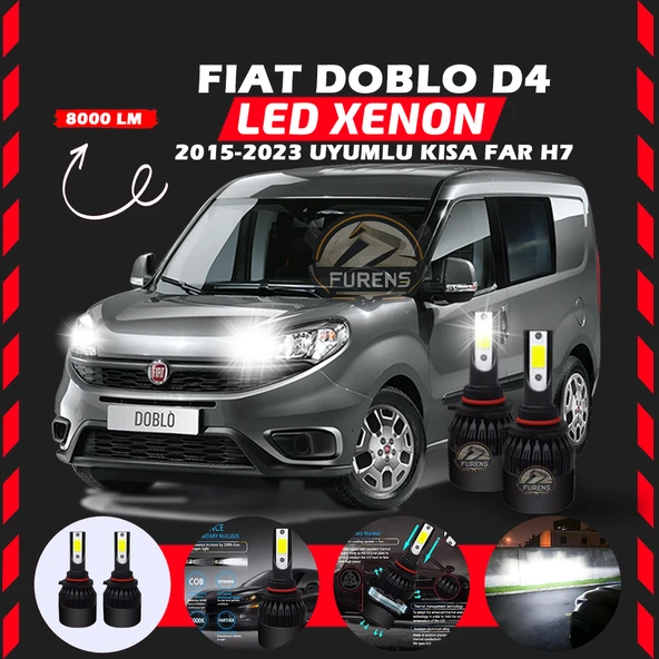Fiat Doblo D4 2015-2023 Kısa Far Uyumlu Şimşek Etkili Led Xenon Light Series H7 ürün görseli 1