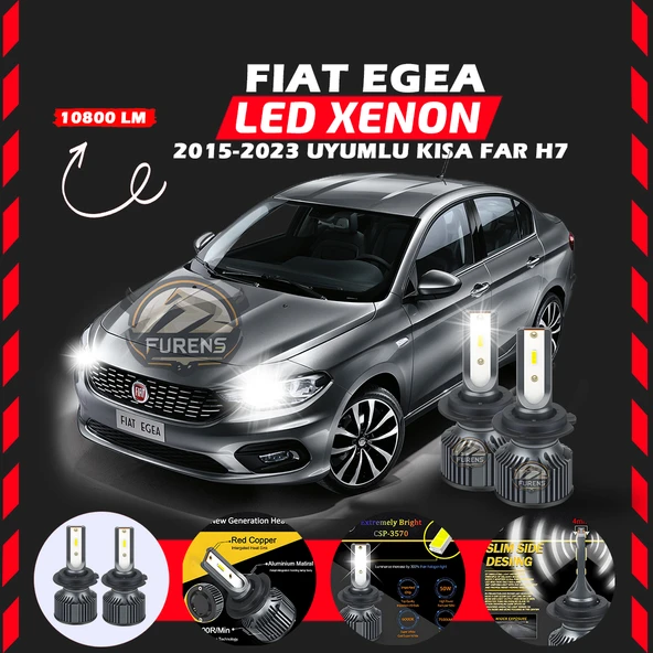 Fiat Egea 2015-2023 Kısa Far Uyumlu Şimşek Etkili Led Xenon Premium Series H7 ürün görseli 1