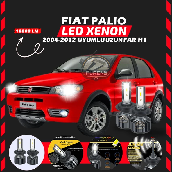 Fiat Palio 2004-2012 Uzun Far Uyumlu Şimşek Etkili Led Xenon Premium Series H1 ürün görseli 1