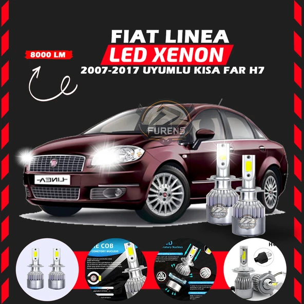 Fiat Linea 2007-2017 Kısa Far Uyumlu Şimşek Etkili Led Xenon Performance Series H7 ürün görseli 1