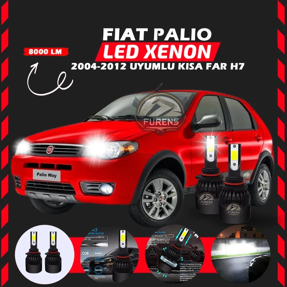 Fiat Palio 2004-2012 Kısa Far Uyumlu Şimşek Etkili Led Xenon Light Series H7 ürün görseli 1