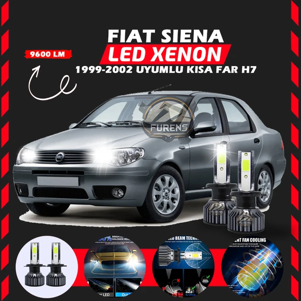 Fiat Siena 1999-2002 Kısa Far Uyumlu Şimşek Etkili Led Xenon Pro Series H7 ürün görseli 1