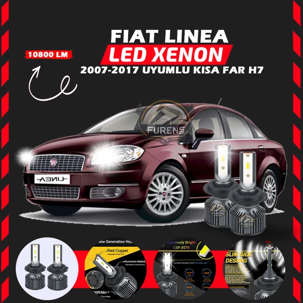 Fiat Linea 2007-2017 Kısa Far Uyumlu Şimşek Etkili Led Xenon Premium Series H7 ürün görseli 1