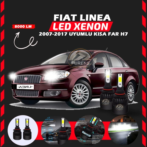 Fiat Linea 2007-2017 Kısa Far Uyumlu Şimşek Etkili Led Xenon Light Series H7 ürün görseli 1
