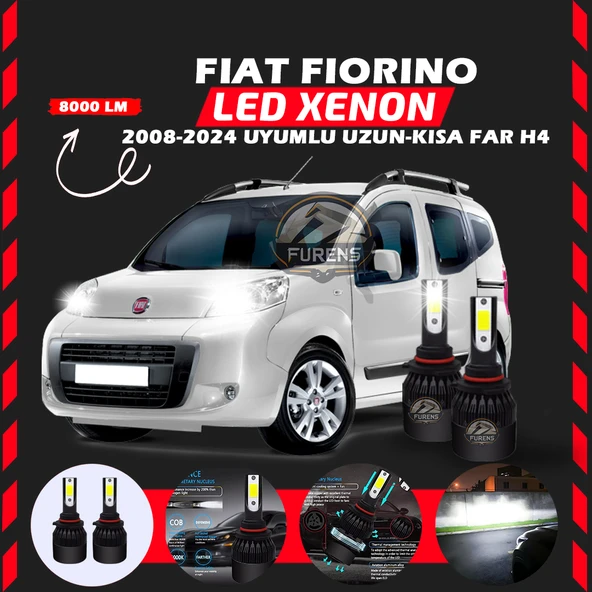 Fiat Fiorino 2008-2024 Uzun - Kısa Far Uyumlu Şimşek Etkili Led Xenon Light Series H4 ürün görseli 1