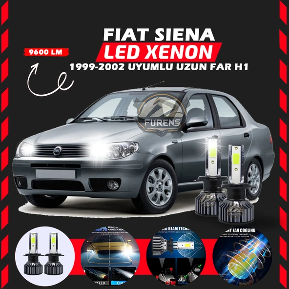 Fiat Siena 1999-2002 Uzun Far Uyumlu Şimşek Etkili Led Xenon Pro Series H1 ürün görseli 1