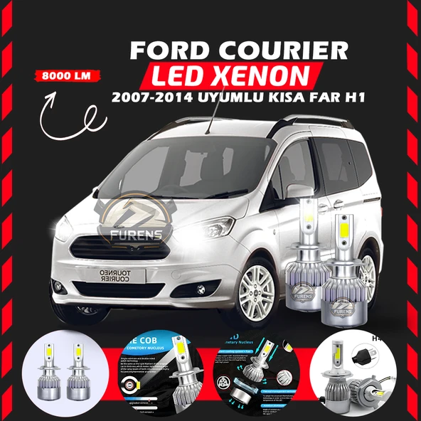 Ford Courier 2007-2014 Kısa Far Uyumlu Şimşek Etkili Led Xenon Performance Series H1 ürün görseli 1