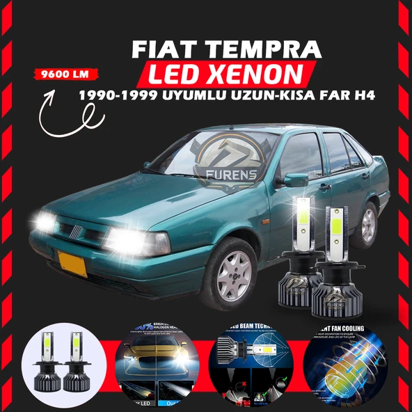 Fiat Tempra Uzun - Kısa Far Uyumlu Şimşek Etkili Led Xenon Pro Series H4 ürün görseli 1