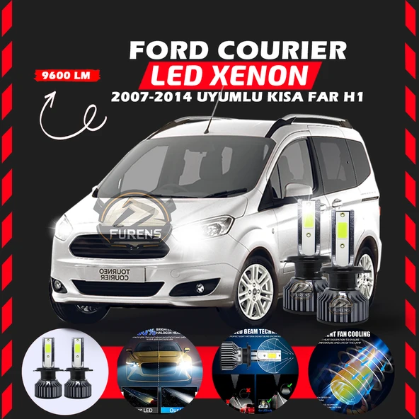 Ford Courier 2007-2014 Kısa Far Uyumlu Şimşek Etkili Led Xenon Pro Series H1 ürün görseli 1