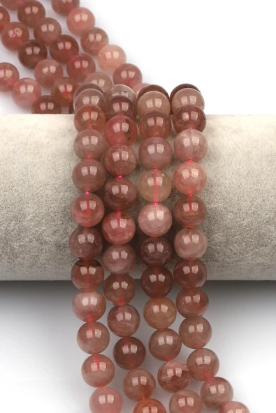 Madagaskar Pembe Kuvars Doğaltaş Dizi 10 mm Küre Kesim ürün görseli 1