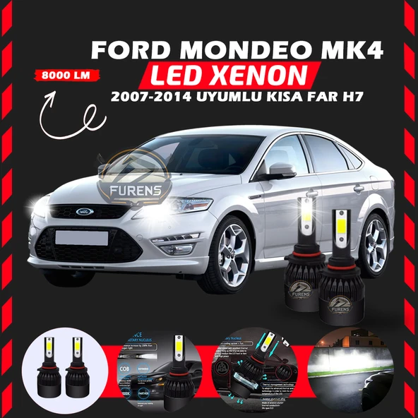 Ford Mondeo MK4 2007-2014 Kısa Far Uyumlu Şimşek Etkili Led Xenon Light Series H7 ürün görseli 1
