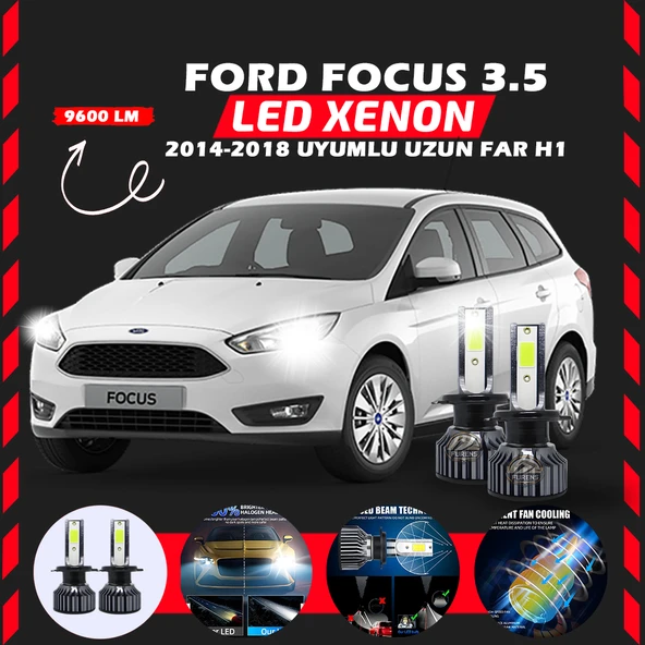 Ford Focus 3.5 2014-2018 Uzun Far Uyumlu Şimşek Etkili Led Xenon Pro Series H1 ürün görseli 1