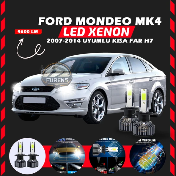 Ford Mondeo MK4 2007-2014 Kısa Far Uyumlu Şimşek Etkili Led Xenon Pro Series H7 ürün görseli 1