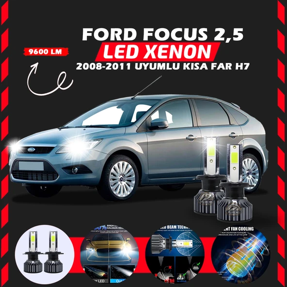 Ford Focus 2.5 2008-2011 Kısa Far Uyumlu Şimşek Etkili Led Xenon Pro Series H7 ürün görseli 1