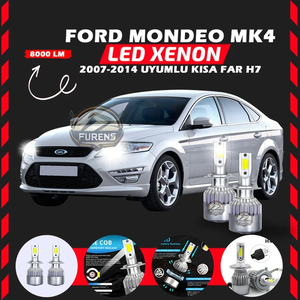 Ford Mondeo MK4 2007-2014 Kısa Far Uyumlu Şimşek Etkili Led Xenon Performance Series H7 ürün görseli 1