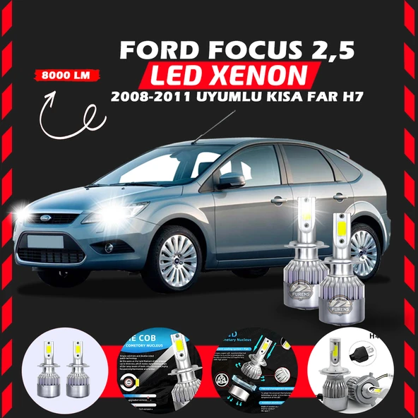 Ford Focus 2.5 2008-2011 Kısa Far Uyumlu Şimşek Etkili Led Xenon Performance Series H7 ürün görseli 1