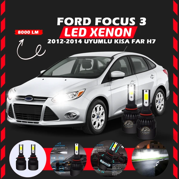 Ford Focus 3 2012-2014 Kısa Far Uyumlu Şimşek Etkili Led Xenon Light Series H7 ürün görseli 1