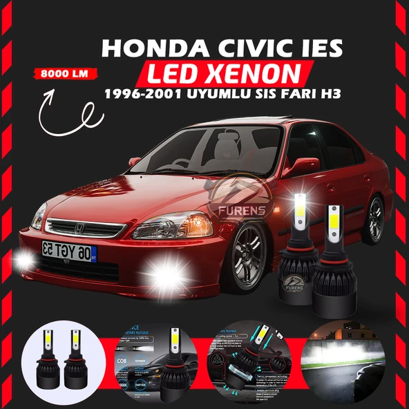 Honda Civic İES 1996-2001 Sis Farı Uyumlu Şimşek Etkili Led Xenon Light Series H3 ürün görseli 1