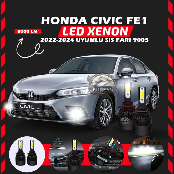 Honda Civic FE1 2022-2024 Sis Farı Uyumlu Şimşek Etkili Led Xenon Light Series H9005 ürün görseli 1