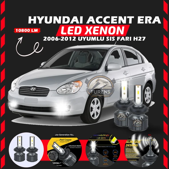 Hyundai Accent Era 2006-2012 Sis Farı Uyumlu Şimşek Etkili Led Xenon Premium Series H27 ürün görseli 1