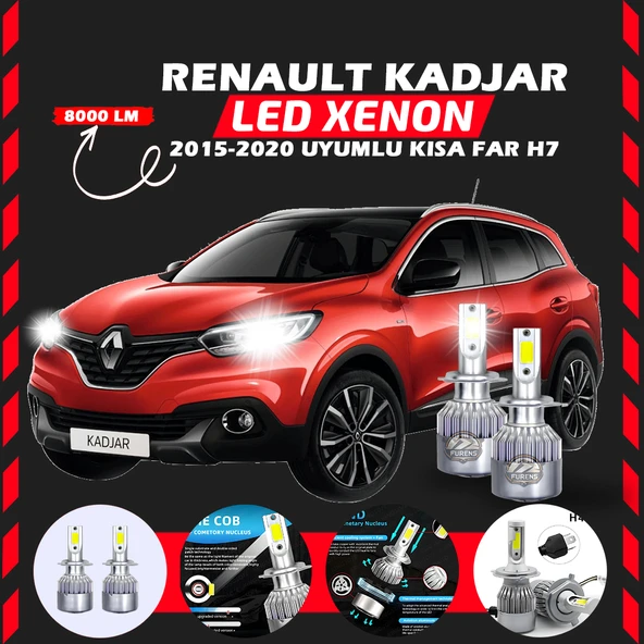 Renault Kadjar 2015-2020 Kısa Far Uyumlu Şimşek Etkili Led Xenon Performance Series H7 ürün görseli 1