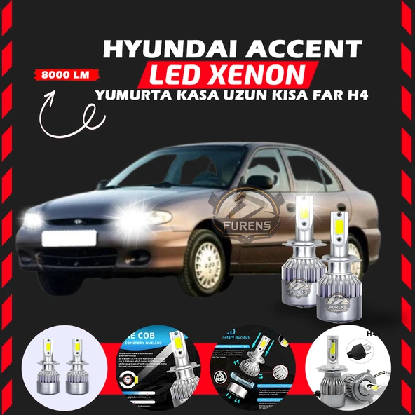Hyundai Accent Yumurta Kasa Uyumlu Şimşek Etkili Led Xenon Performance Series H4 ürün görseli 1