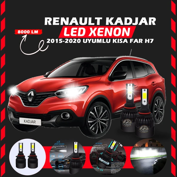 Renault Kadjar 2015-2020 Kısa Far Uyumlu Şimşek Etkili Led Xenon Light Series H7 ürün görseli 1