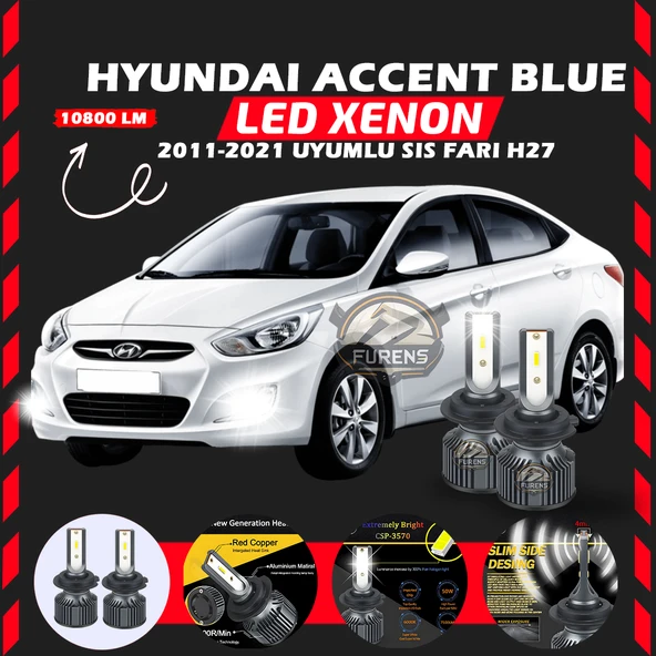 Hyundai Accent Blue 2011-2021 Sis Farı Uyumlu Şimşek Etkili Led Xenon Premium Series H27 ürün görseli 1