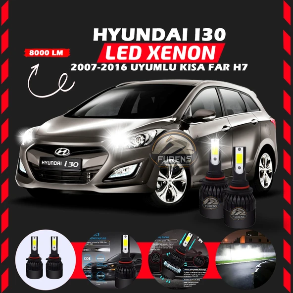 Hyundai İ30 2007-2016 Kısa Far Uyumlu Şimşek Etkili Led Xenon Light Series H7 ürün görseli 1