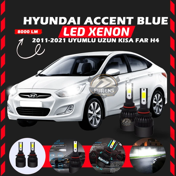 Hyundai Accent Blue 2011-2021 Uzun-Kısa Far Uyumlu Şimşek Etkili Led Xenon Light Series H4 ürün görseli 1