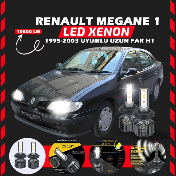 Renault Megane 1 1995-2003 Uzun Far Uyumlu Şimşek Etkili Led Xenon Premium Series H1 ürün görseli 1
