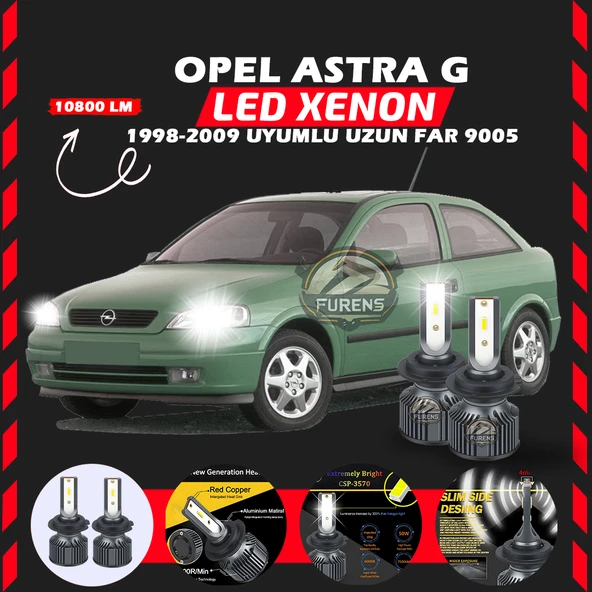 Opel Astra G 1998-2009 Uzun Far Uyumlu Şimşek Etkili Led Xenon Premium Series H9005 ürün görseli 1