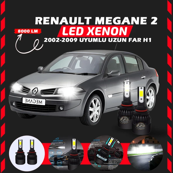 Renault Megane 2 2002-2009 Uzun Far Uyumlu Şimşek Etkili Led Xenon Light Series H1 ürün görseli 1