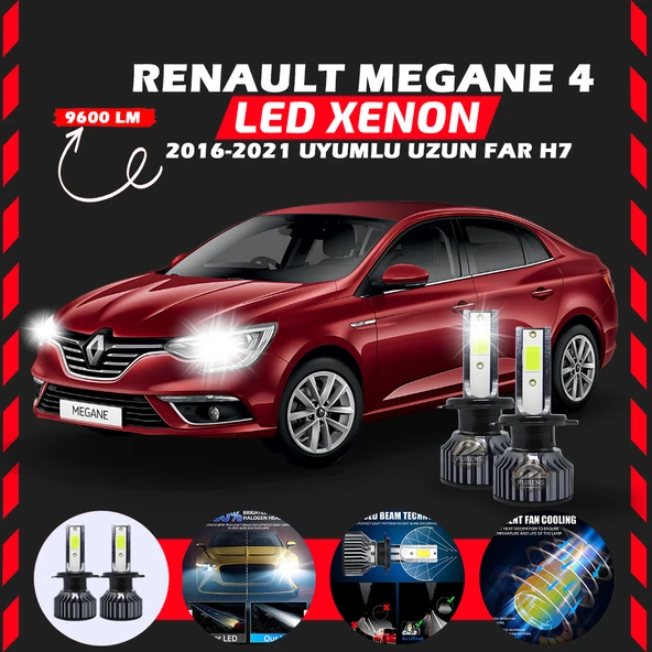 Renault Megane 4 2016-2021 Uzun Far Uyumlu Şimşek Etkili Led Xenon Pro Series H7 ürün görseli 1