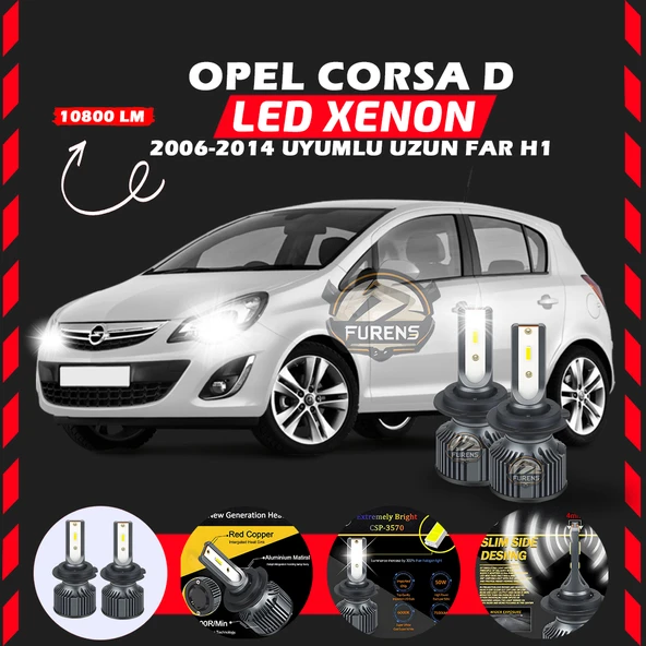 Opel Corsa D 2006-2014 Uzun Far Uyumlu Şimşek Etkili Led Xenon Premium Series H1 ürün görseli 1