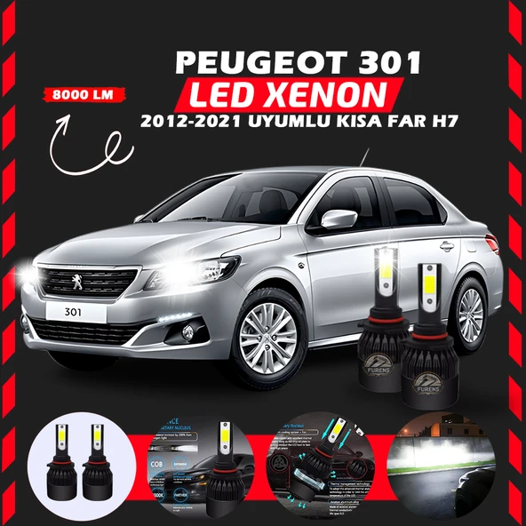 Peugeot 301 2012-2021 Kısa Far Uyumlu Şimşek Etkili Led Xenon Light Series H7 ürün görseli 1