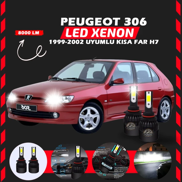 Peugeot 306 1999-2002 Kısa Far Uyumlu Şimşek Etkili Led Xenon Light Series H7 ürün görseli 1