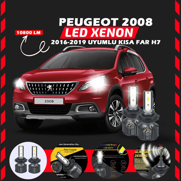 Peugeot 2008 2016-2019 Kısa Far Uyumlu Şimşek Etkili Led Xenon Premium Series H7 ürün görseli 1