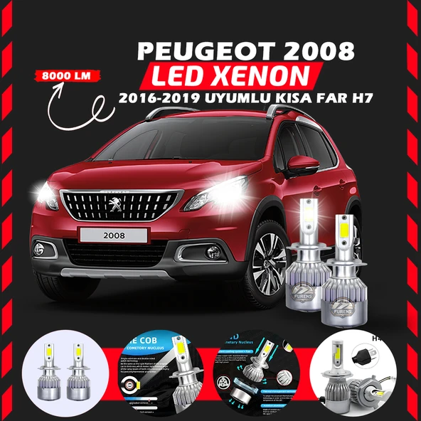 Peugeot 2008 2016-2019 Kısa Far Uyumlu Şimşek Etkili Led Xenon Performance Series H7 ürün görseli 1