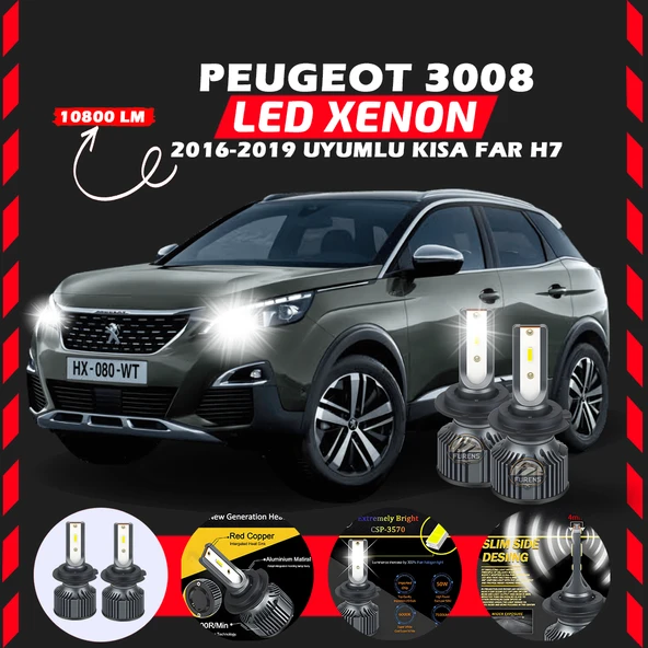 Peugeot 3008 2016-2019 Kısa Far Uyumlu Şimşek Etkili Led Xenon Premium Series H7 ürün görseli 1